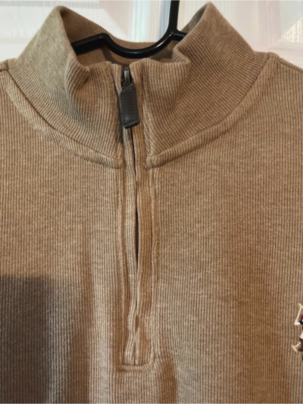 U.S. Polo Assn. Men's Tan Half-Zip Pullover Sweater - Picture 5 of 8